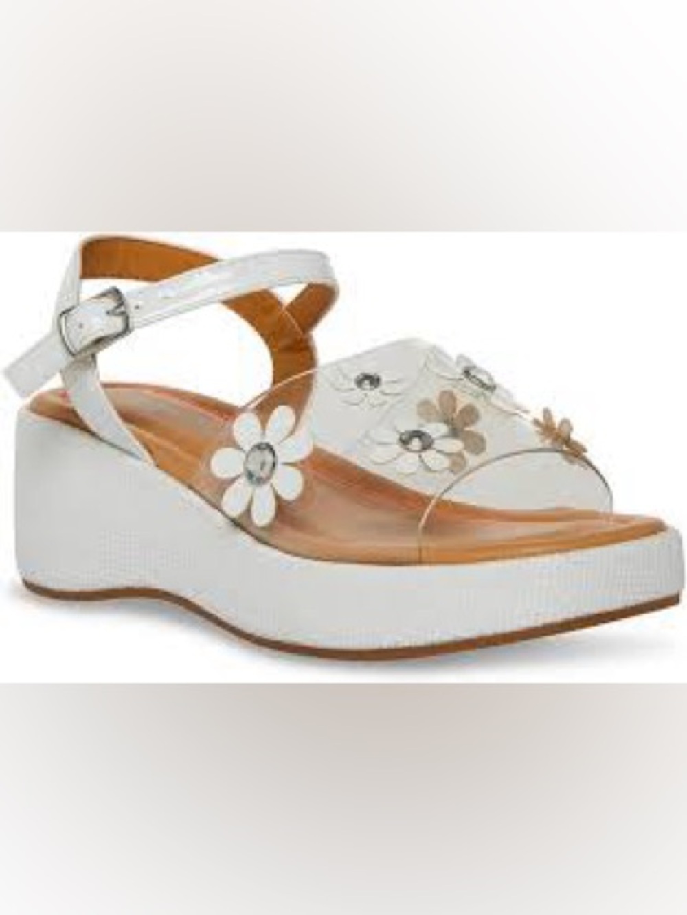 Steve Madden Kids Dori  White Floral Daisy Clear Sandals Sz 2